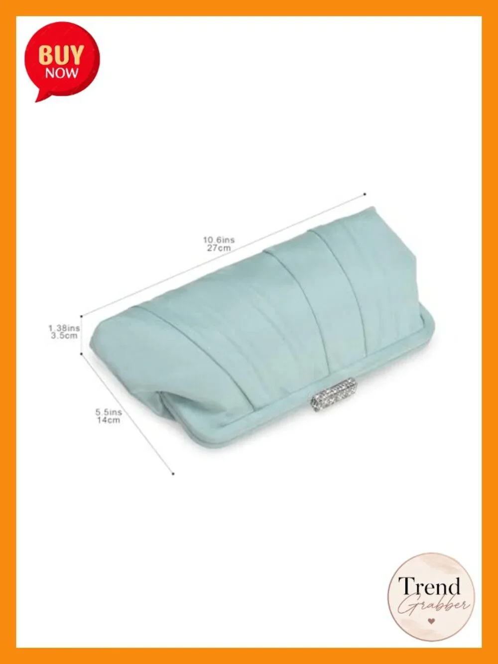 Faux Suede Pleated Evening Clutch Purse with Rhinestone Clasp